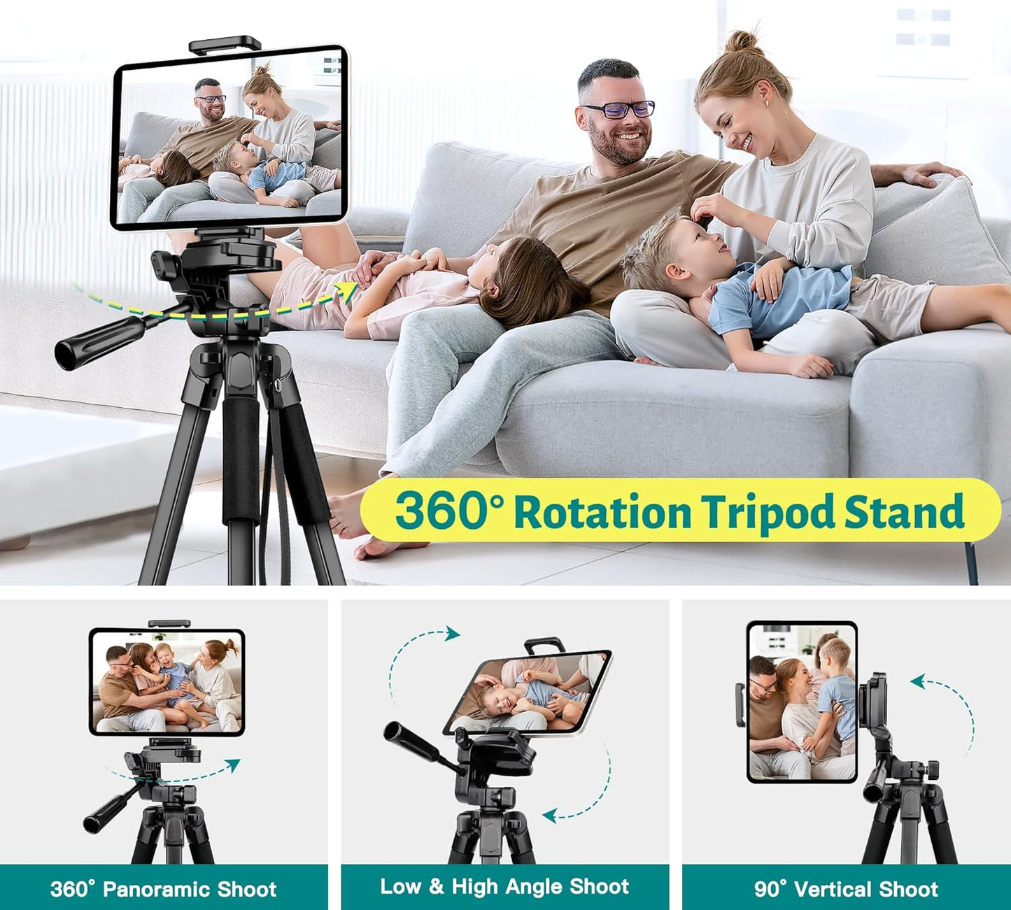 Phone Tripod, 67" Camera Tripod Stand for Iphone Ipad | Professional Aluminum Travel Tripods with Wireless Remote and Carry Bag for Cellphone Photo Video Recording Vlog