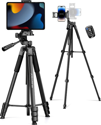 Phone Tripod, 67" Camera Tripod Stand for Iphone Ipad | Professional Aluminum Travel Tripods with Wireless Remote and Carry Bag for Cellphone Photo Video Recording Vlog
