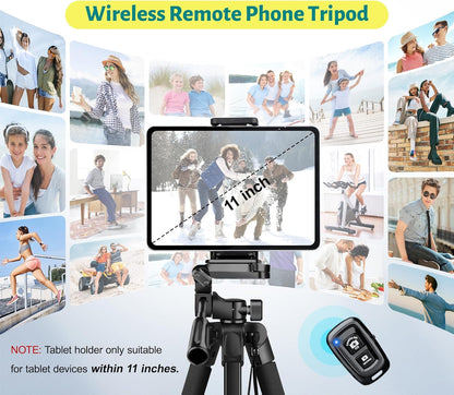 Phone Tripod, 67" Camera Tripod Stand for Iphone Ipad | Professional Aluminum Travel Tripods with Wireless Remote and Carry Bag for Cellphone Photo Video Recording Vlog