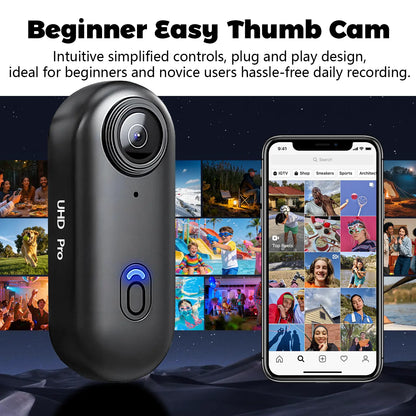 NUISK Mini Thumb Action Camera 1080P - Magnetic Hands-Free Sports Camera for Cycling, Pets, and Vlogging - Perfect for TikTok and Back to School!